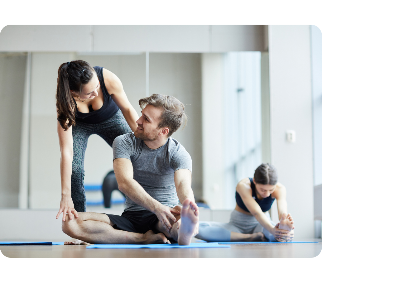 Teaching a yoga class